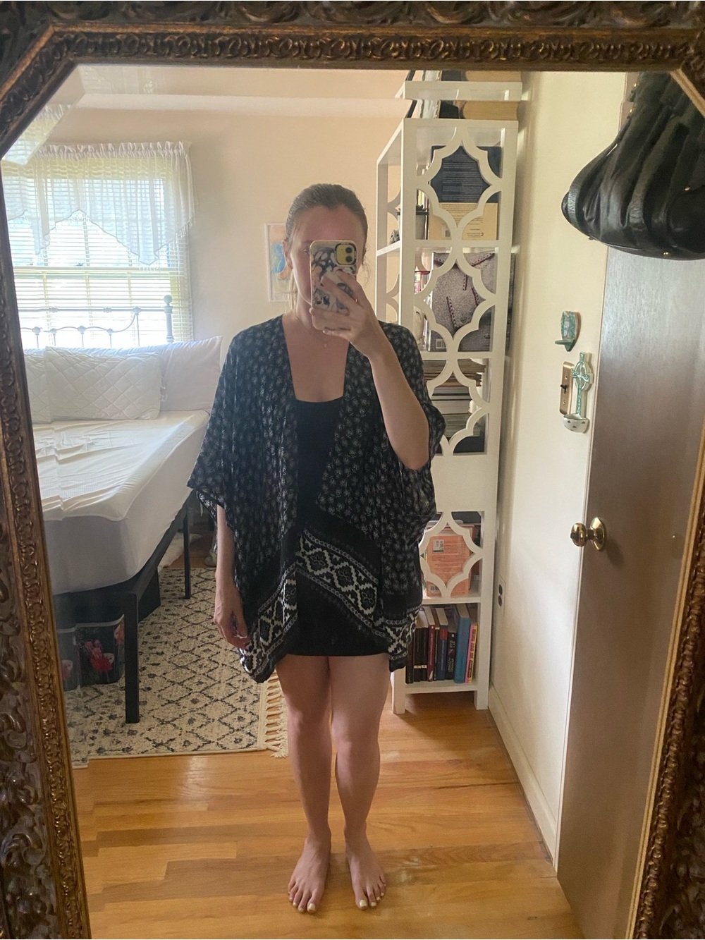LOFT Black Floral Kimono Cardigan for Women